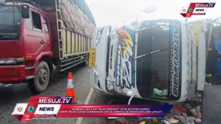 LAKA MENGGALA TRUK TABRAK WARUNG 2 LUKA BERAT